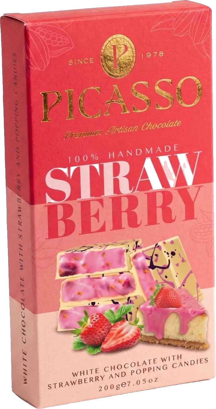 Picasso Patlayan Şekerli & Çilekli — Beyaz çikolata · 200 g